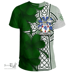 ScotsTee Shop Irish Adair Coat of Arms Irish Family Crest T Shirt Irish Shamrock Celtic Cross T Shirt