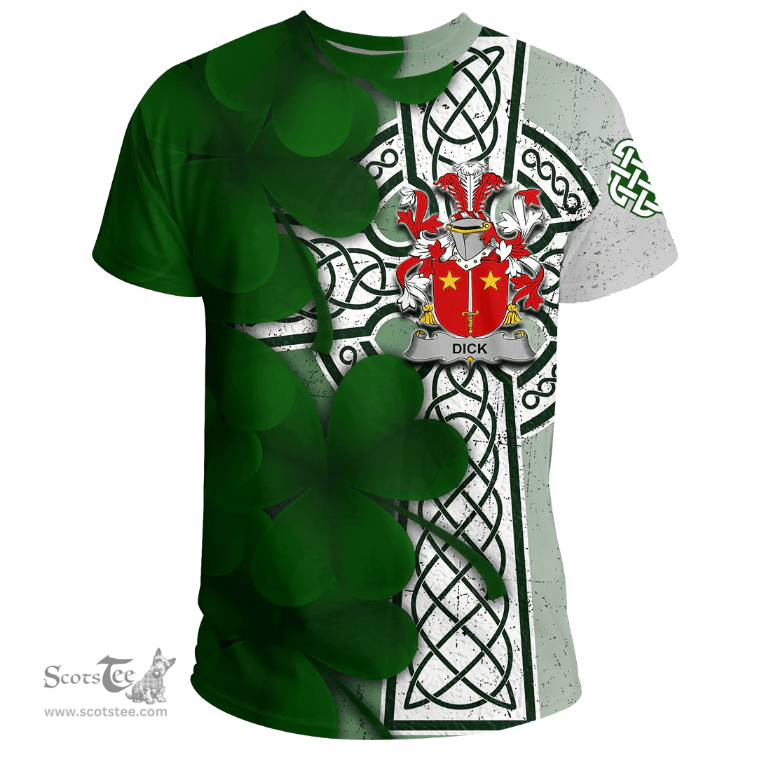 ScotsTee Shop Irish Dick Coat of Arms Irish Family Crest T Shirt Irish Shamrock Celtic Cross T Shirt