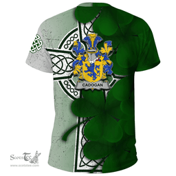 ScotsTee Shop Irish Cadogan Coat of Arms Irish Family Crest T Shirt Irish Shamrock Celtic Cross T Shirt