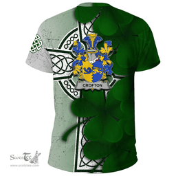 ScotsTee Shop Irish Crofton Coat of Arms Irish Family Crest T Shirt Irish Shamrock Celtic Cross T Shirt
