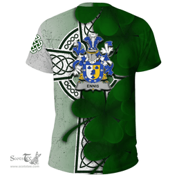 ScotsTee Shop Irish Ennis Coat of Arms Irish Family Crest T Shirt Irish Shamrock Celtic Cross T Shirt