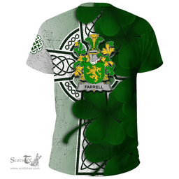 ScotsTee Shop Irish Farrell or O Ferrell Coat of Arms Irish Family Crest T Shirt Irish Shamrock Celtic Cross T Shirt