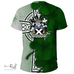 ScotsTee Shop Irish Fitz Patrick Coat of Arms Irish Family Crest T Shirt Irish Shamrock Celtic Cross T Shirt