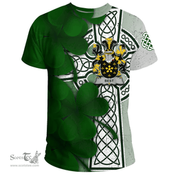 ScotsTee Shop Irish Best Coat of Arms Irish Family Crest T Shirt Irish Shamrock Celtic Cross T Shirt