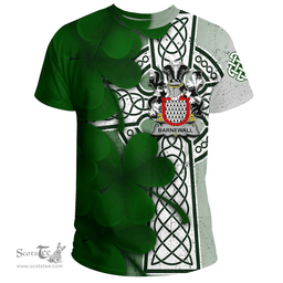 ScotsTee Shop Irish Barnewall Coat of Arms Irish Family Crest T Shirt Irish Shamrock Celtic Cross T Shirt