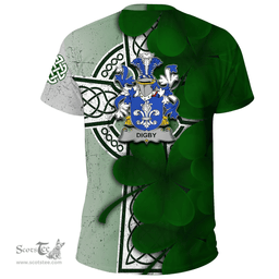 ScotsTee Shop Irish Digby Coat of Arms Irish Family Crest T Shirt Irish Shamrock Celtic Cross T Shirt