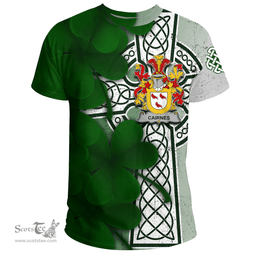 ScotsTee Shop Irish Cairnes Coat of Arms Irish Family Crest T Shirt Irish Shamrock Celtic Cross T Shirt