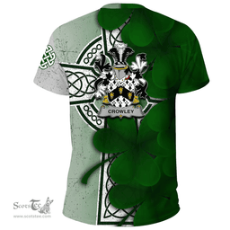 ScotsTee Shop Irish Crowley Coat of Arms Irish Family Crest T Shirt Irish Shamrock Celtic Cross T Shirt