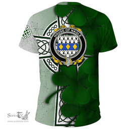 ScotsTee Shop Irish House of NAGLE Coat of Arms Irish Family Crest T Shirt Irish Shamrock Celtic Cross T Shirt