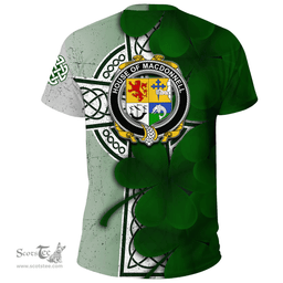 ScotsTee Shop Irish House of MACDONNELL (of the Glens) Coat of Arms Irish Family Crest T Shirt Irish Shamrock Celtic Cross T Shirt