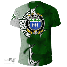 ScotsTee Shop Irish House of HACKETT Coat of Arms Irish Family Crest T Shirt Irish Shamrock Celtic Cross T Shirt
