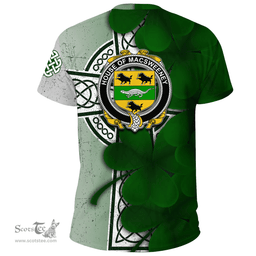 ScotsTee Shop Irish House of MACSWEENEY Coat of Arms Irish Family Crest T Shirt Irish Shamrock Celtic Cross T Shirt