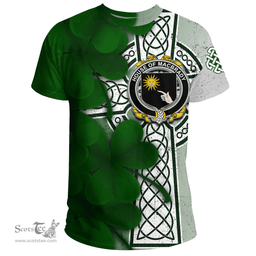 ScotsTee Shop Irish House of MACBRADY Coat of Arms Irish Family Crest T Shirt Irish Shamrock Celtic Cross T Shirt