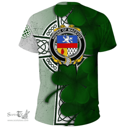ScotsTee Shop Irish House of MACEVOY Coat of Arms Irish Family Crest T Shirt Irish Shamrock Celtic Cross T Shirt