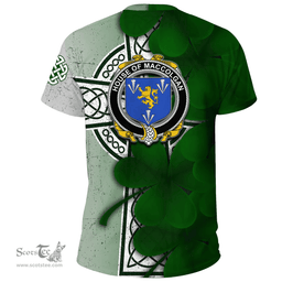 ScotsTee Shop Irish House of MACCOLGAN Coat of Arms Irish Family Crest T Shirt Irish Shamrock Celtic Cross T Shirt