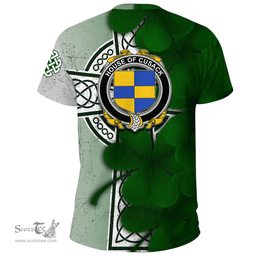 ScotsTee Shop Irish House of CUSACK Coat of Arms Irish Family Crest T Shirt Irish Shamrock Celtic Cross T Shirt