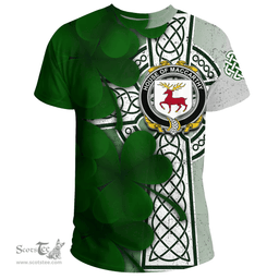 ScotsTee Shop Irish House of MACCARTHY Coat of Arms Irish Family Crest T Shirt Irish Shamrock Celtic Cross T Shirt