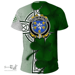 ScotsTee Shop Irish House of DALTON Coat of Arms Irish Family Crest T Shirt Irish Shamrock Celtic Cross T Shirt