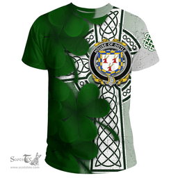 ScotsTee Shop Irish House of DOYLE Coat of Arms Irish Family Crest T Shirt Irish Shamrock Celtic Cross T Shirt