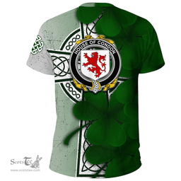 ScotsTee Shop Irish House of CONDON Coat of Arms Irish Family Crest T Shirt Irish Shamrock Celtic Cross T Shirt