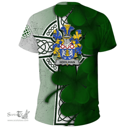 ScotsTee Shop Irish Hoolihan or O Holohan Coat of Arms Irish Family Crest T Shirt Irish Shamrock Celtic Cross T Shirt