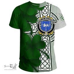 ScotsTee Shop Irish House of MACGORMAN Coat of Arms Irish Family Crest T Shirt Irish Shamrock Celtic Cross T Shirt