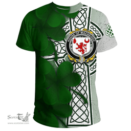 ScotsTee Shop Irish House of MACKEOGH Coat of Arms Irish Family Crest T Shirt Irish Shamrock Celtic Cross T Shirt