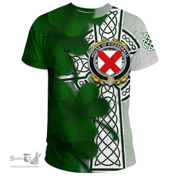 ScotsTee Shop Irish House of FITZGERALD Coat of Arms Irish Family Crest T Shirt Irish Shamrock Celtic Cross T Shirt