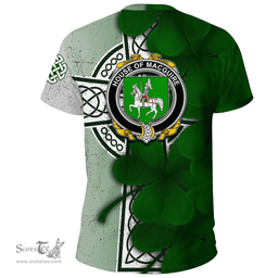 ScotsTee Shop Irish House of MACGUIRE Coat of Arms Irish Family Crest T Shirt Irish Shamrock Celtic Cross T Shirt