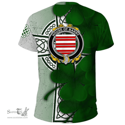 ScotsTee Shop Irish House of BARRY Coat of Arms Irish Family Crest T Shirt Irish Shamrock Celtic Cross T Shirt