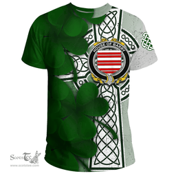 ScotsTee Shop Irish House of BARRY Coat of Arms Irish Family Crest T Shirt Irish Shamrock Celtic Cross T Shirt