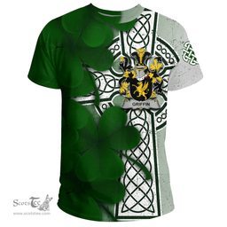 ScotsTee Shop Irish Griffin or O Griffy Coat of Arms Irish Family Crest T Shirt Irish Shamrock Celtic Cross T Shirt