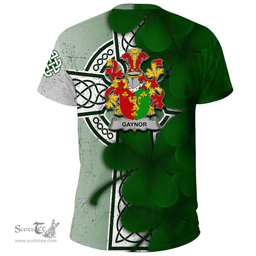 ScotsTee Shop Irish Gaynor or McGaynor Coat of Arms Irish Family Crest T Shirt Irish Shamrock Celtic Cross T Shirt