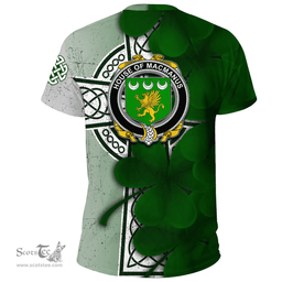 ScotsTee Shop Irish House of MACMANUS Coat of Arms Irish Family Crest T Shirt Irish Shamrock Celtic Cross T Shirt