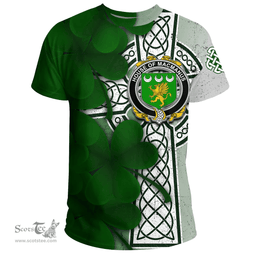 ScotsTee Shop Irish House of MACMANUS Coat of Arms Irish Family Crest T Shirt Irish Shamrock Celtic Cross T Shirt