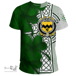 ScotsTee Shop Irish House of MORRIS Coat of Arms Irish Family Crest T Shirt Irish Shamrock Celtic Cross T Shirt