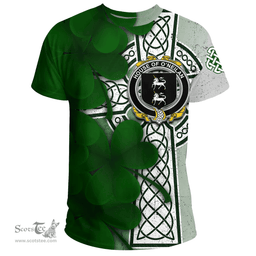ScotsTee Shop Irish House of O NEILAN Coat of Arms Irish Family Crest T Shirt Irish Shamrock Celtic Cross T Shirt
