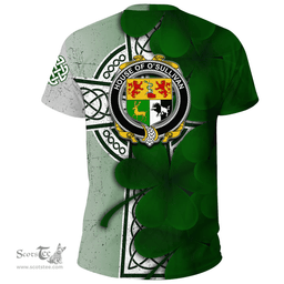 ScotsTee Shop Irish House of O SULLIVAN Coat of Arms Irish Family Crest T Shirt Irish Shamrock Celtic Cross T Shirt