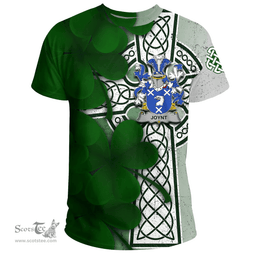 ScotsTee Shop Irish Joynt Coat of Arms Irish Family Crest T Shirt Irish Shamrock Celtic Cross T Shirt
