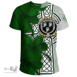 ScotsTee Shop Irish House of O KENNEDY Coat of Arms Irish Family Crest T Shirt Irish Shamrock Celtic Cross T Shirt