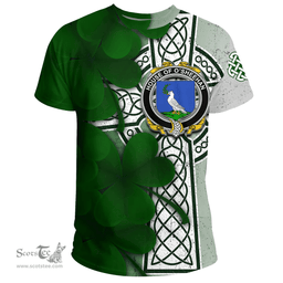 ScotsTee Shop Irish House of O SHEEHAN Coat of Arms Irish Family Crest T Shirt Irish Shamrock Celtic Cross T Shirt