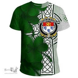 ScotsTee Shop Irish House of O GARA Coat of Arms Irish Family Crest T Shirt Irish Shamrock Celtic Cross T Shirt