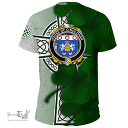ScotsTee Shop Irish House of O HOLOHAN Coat of Arms Irish Family Crest T Shirt Irish Shamrock Celtic Cross T Shirt