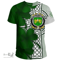 ScotsTee Shop Irish House of O REILLY Coat of Arms Irish Family Crest T Shirt Irish Shamrock Celtic Cross T Shirt