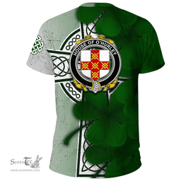 ScotsTee Shop Irish House of O HURLEY Coat of Arms Irish Family Crest T Shirt Irish Shamrock Celtic Cross T Shirt