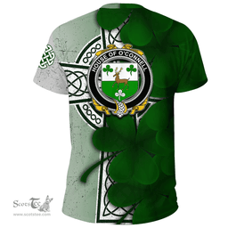 ScotsTee Shop Irish House of O CONNELL Coat of Arms Irish Family Crest T Shirt Irish Shamrock Celtic Cross T Shirt