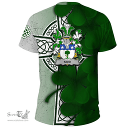 ScotsTee Shop Irish Kidd Coat of Arms Irish Family Crest T Shirt Irish Shamrock Celtic Cross T Shirt