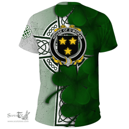 ScotsTee Shop Irish House of O MORAN Coat of Arms Irish Family Crest T Shirt Irish Shamrock Celtic Cross T Shirt