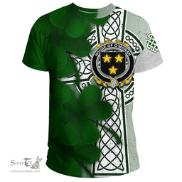 ScotsTee Shop Irish House of O MORAN Coat of Arms Irish Family Crest T Shirt Irish Shamrock Celtic Cross T Shirt