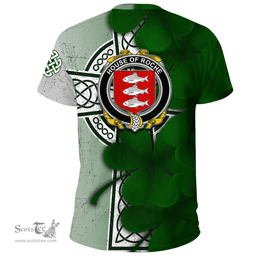 ScotsTee Shop Irish House of ROCHE Coat of Arms Irish Family Crest T Shirt Irish Shamrock Celtic Cross T Shirt